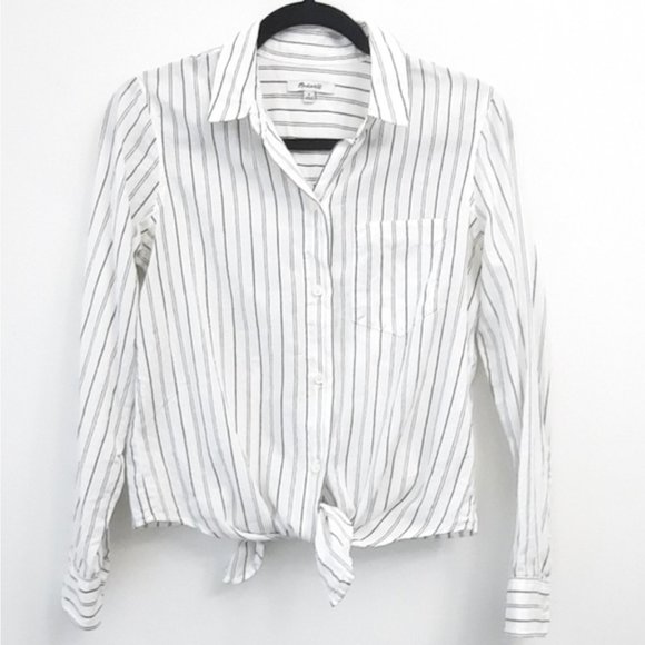 Madewell Tie-Front Shirt in Stripe - Picture 2 of 4